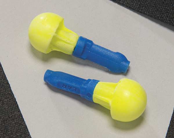 E-A-R Push-Ins Disposable Corded Ear Plugs, Pod Shape, 28 dB, Blue/Yellow, 100 Pairs