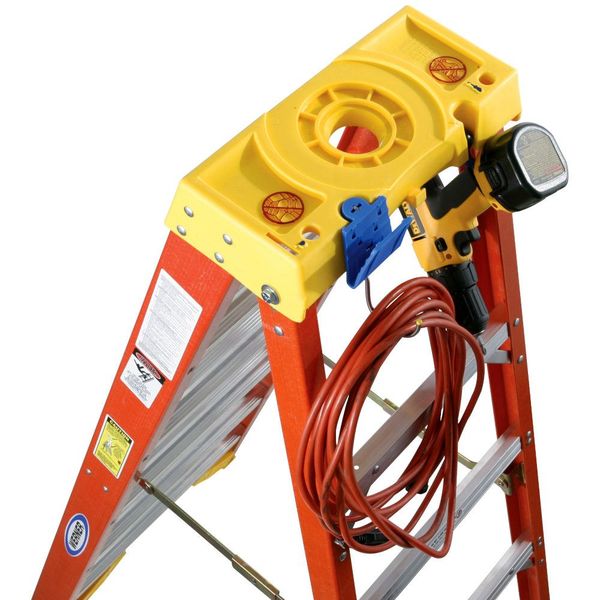 Fiberlgass Stepladder, 6 ft Ladder Ht, 5 Steps, 300 lb, 41 1/4 in Base Spread, 23 3/8 in Bottom W
