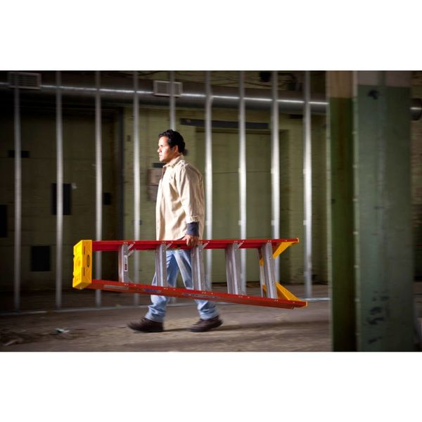 Fiberlgass Stepladder, 6 ft Ladder Ht, 5 Steps, 300 lb, 41 1/4 in Base Spread, 23 3/8 in Bottom W