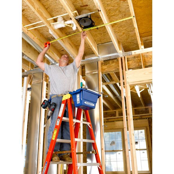 Fiberlgass Stepladder, 6 ft Ladder Ht, 5 Steps, 300 lb, 41 1/4 in Base Spread, 23 3/8 in Bottom W