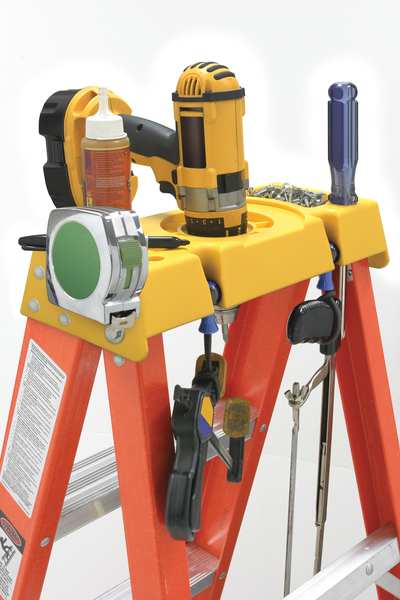 Fiberlgass Stepladder, 6 ft Ladder Ht, 5 Steps, 300 lb, 41 1/4 in Base Spread, 23 3/8 in Bottom W
