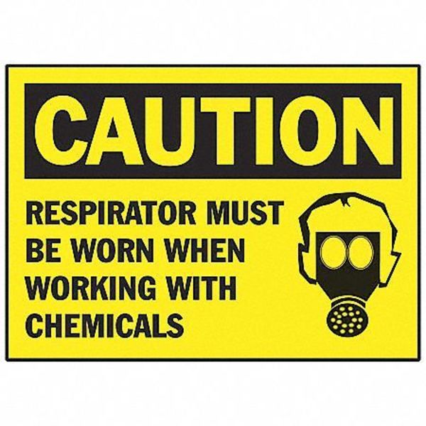 Safety Label, 3 1/2 in Height, 5 in Width, Polyester, Horizontal Rectangle, English