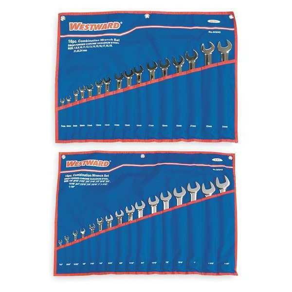 Combo Wrench Set, 1/4-1-1/8 in, 7-24 mm, 32-Piece