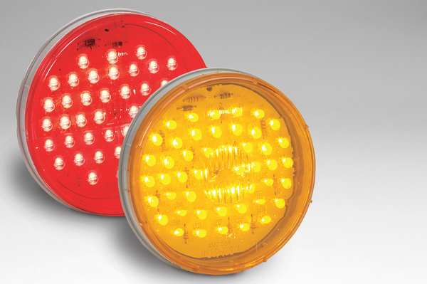Stop/Tail/Turn Light, LED, Red, Round, 4 Dia