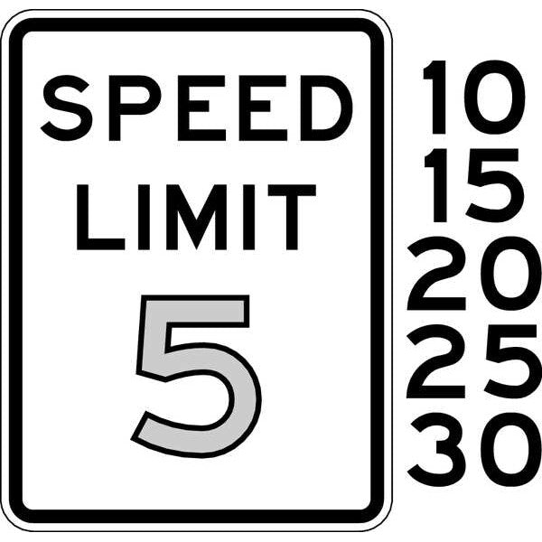 Speed Limit 5 Traffic Sign, 24 in H, 18 in W, Aluminum, Vertical Rectangle, English, R2-1-5-18HA