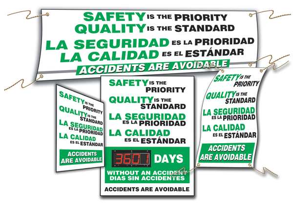 Quality Control Sign, 28 x 20In, BW/GRN, AL