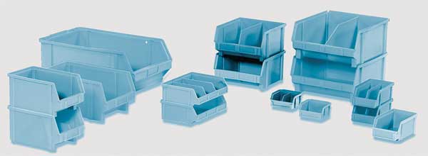 Hang & Stack Storage Bin, Light Blue, Plastic, 3 1/2 in L x 4 in W x 2 in H, 10 lb Load Capacity