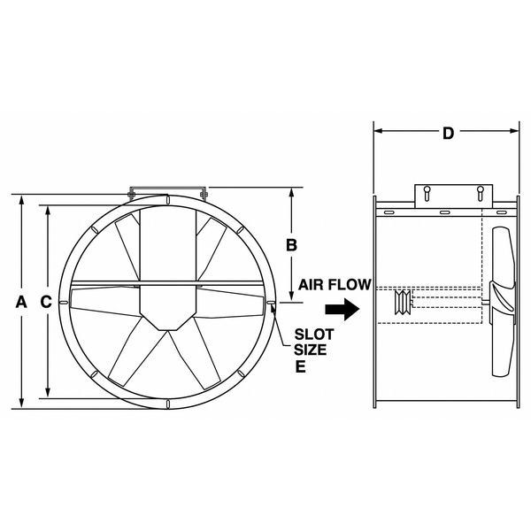 Tubeaxial Fan, Blade Diameter 12 in, 19 3/4 in H, 14 7/16 in W