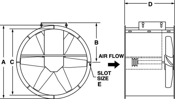 Tubeaxial Fan, Blade Diameter 12 in, 19 3/4 in H, 14 7/16 in W