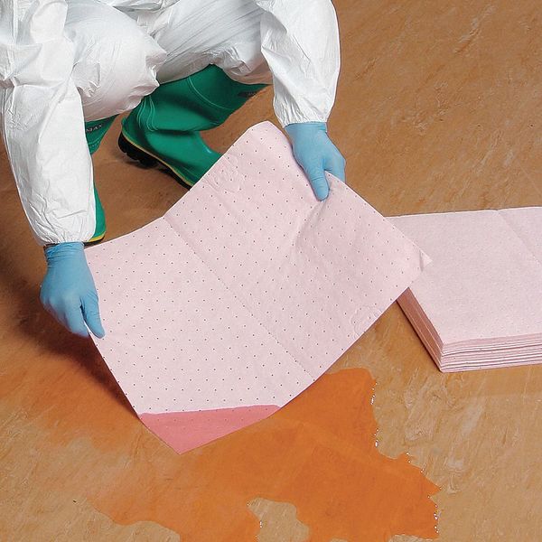 Sorbents, 22 gal. Universal Absorbed, Pink, Polypropylene, 100 PK