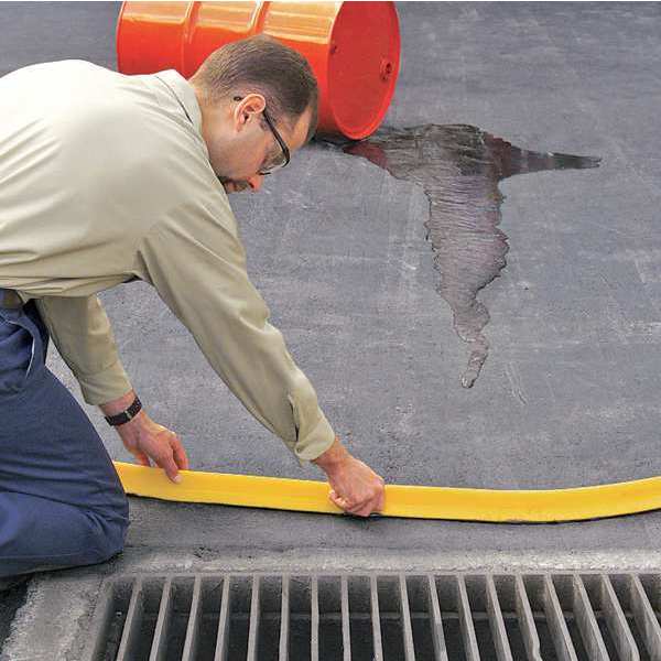 Barrier Dike, (1) Striaght Section, (1) Connector, Polyurethane, 10 ft Long x 2 in High, Yellow