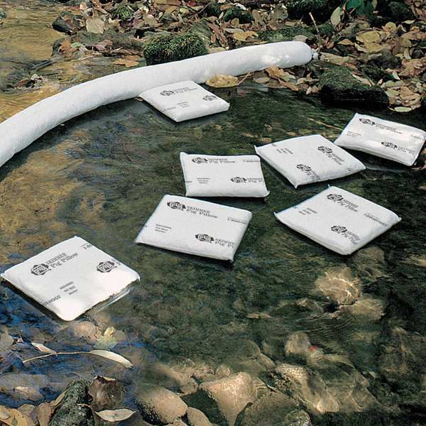 Sorbents, 5 gal. Oil Absorbed, White, Polypropylene, 10 PK