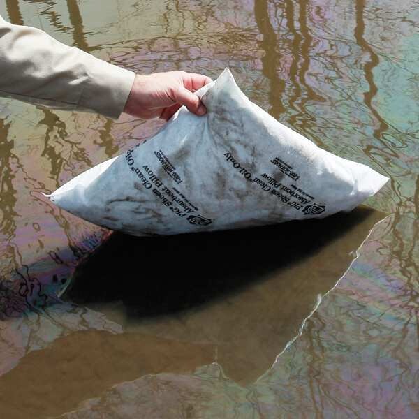 Sorbents, 10 gal/pk; 1 gal/pillow, Oil Absorbed, White, Polypropylene, 10 PK