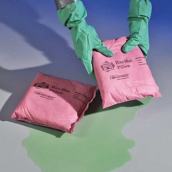 Sorbents, 4 gal/pk; 0.23 gal/pillow, Harsh Chemicals Absorbed, Pink, Polypropylene, 20 PK