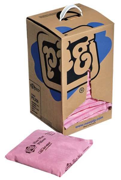 Sorbents, 2.34 gal. Harsh Chemicals Absorbed, Pink, Polypropylene, 10 PK