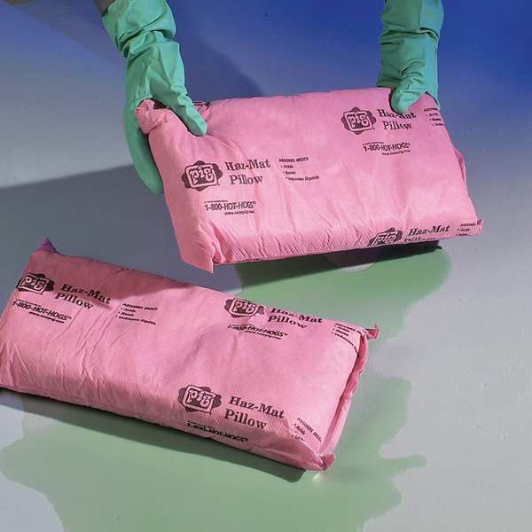Sorbents, 6 gal/pk; 0.6 gal/pillow, Harsh Chemicals Absorbed, Pink, Polypropylene, 10 PK