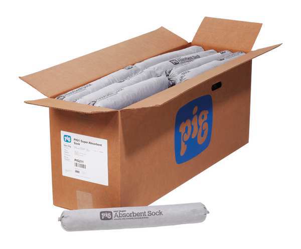 Sorbents, 24 gal/pk; 0.5 gal/sock, Universal Absorbed, Gray, Cellulose, 48 PK