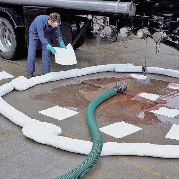Sorbents, 48 gal. Oil Absorbed, White, Polyester, 2 PK