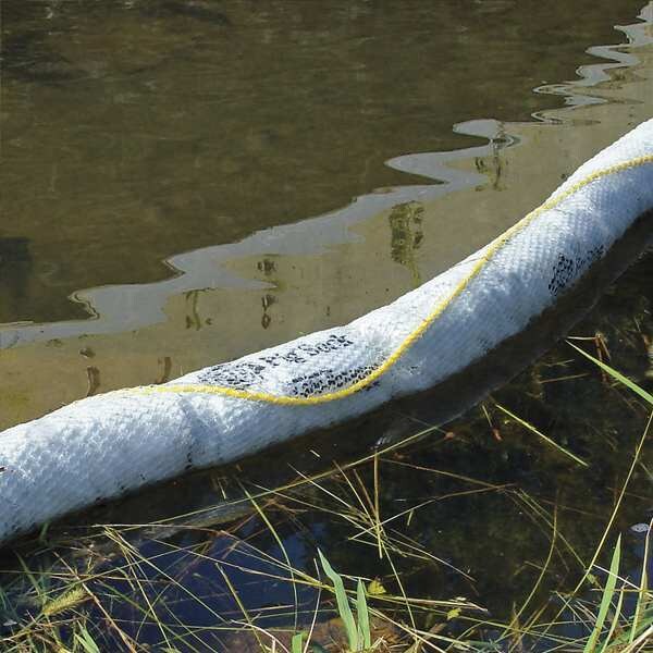Sorbents, 16 gal/pk; 4 gal/boom, Oil Absorbed, White, Polypropylene, 4 PK