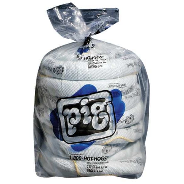 Sorbents, 16 gal/pk; 4 gal/boom, Oil Absorbed, White, Polypropylene, 4 PK