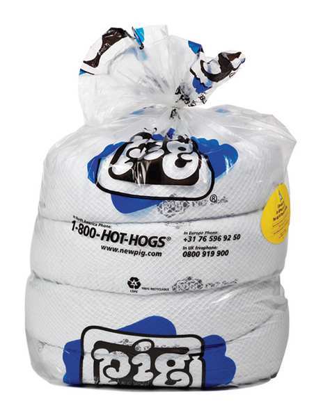 Sorbents, 24 gal/pk; 6 gal/boom, Oil Absorbed, White, Polyester, 4 PK