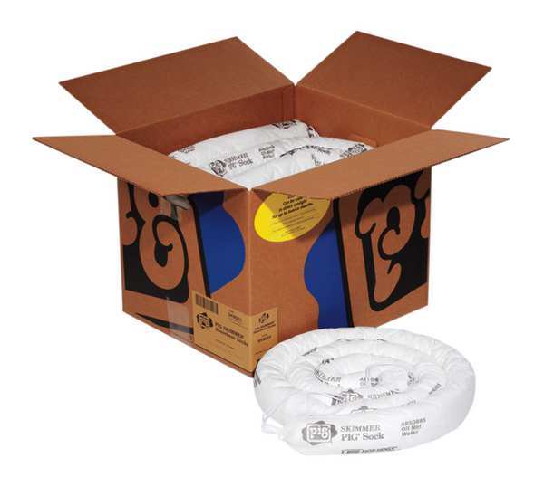 Sorbents, 15 gal. Oil Absorbed, White, Polypropylene, 6 PK
