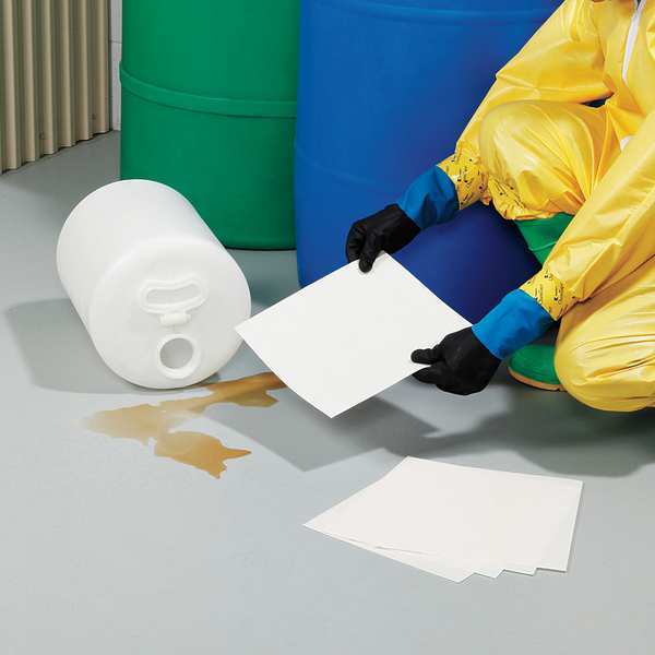 Sorbents, 0.63 gal. Bases Absorbed, White, Citric Acid, Polymer, Polypropylene, Thymol Blue, 25 PK