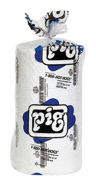 Sorbents, 40 gal/pk, 40 gal/pad, Oil Absorbed, White, Polypropylene