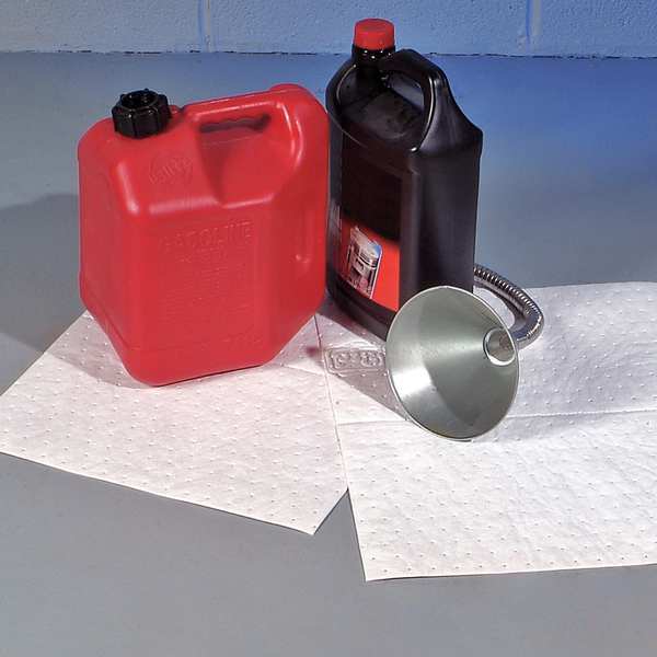 Sorbents, 18 gal. Oil Absorbed, White, Polypropylene, 100 PK