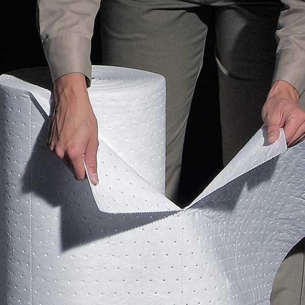 Sorbents, 41 gal. Oil Absorbed, White, Polypropylene, 2 PK