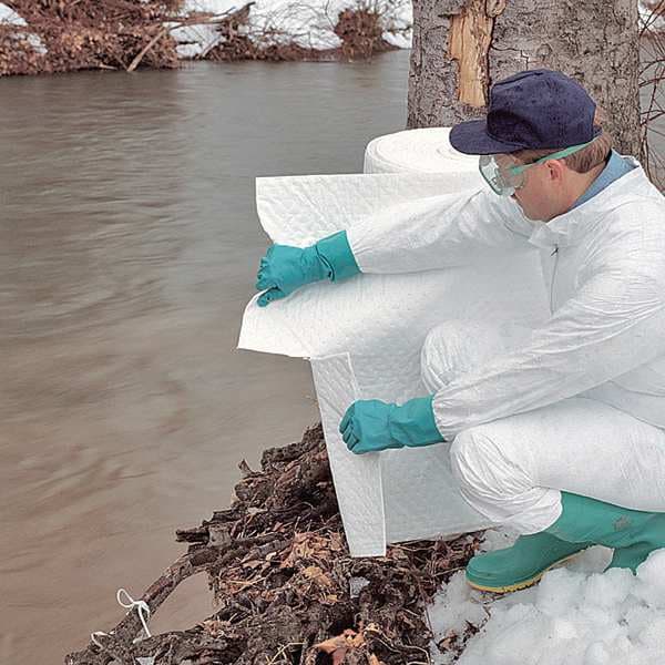 Sorbents, 40.2 gal. Oil Absorbed, White, Polypropylene