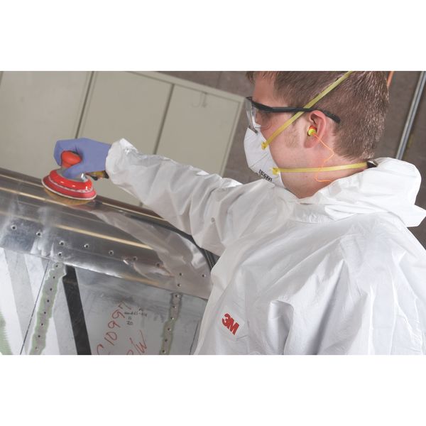 Hooded Disposable Coveralls, White, Microporous Polyethylene Laminate, Polypropylene, Zipper