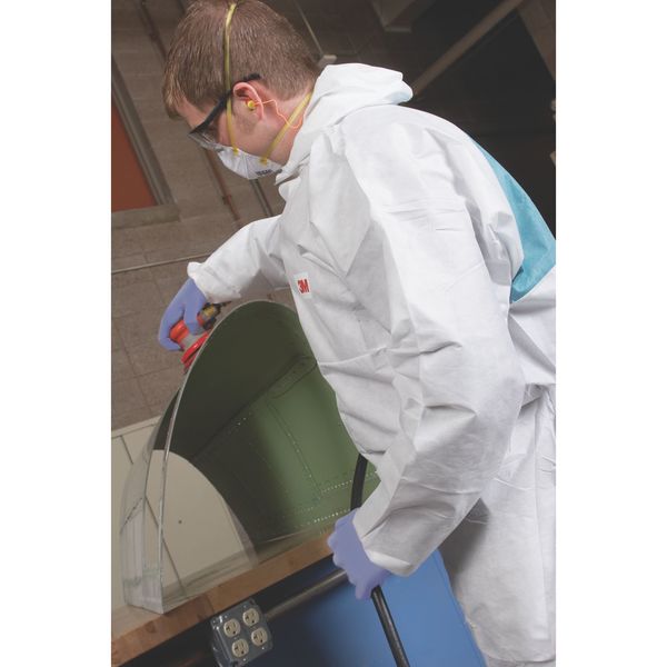 Hooded Disposable Coveralls, White, SMMMS, Zipper