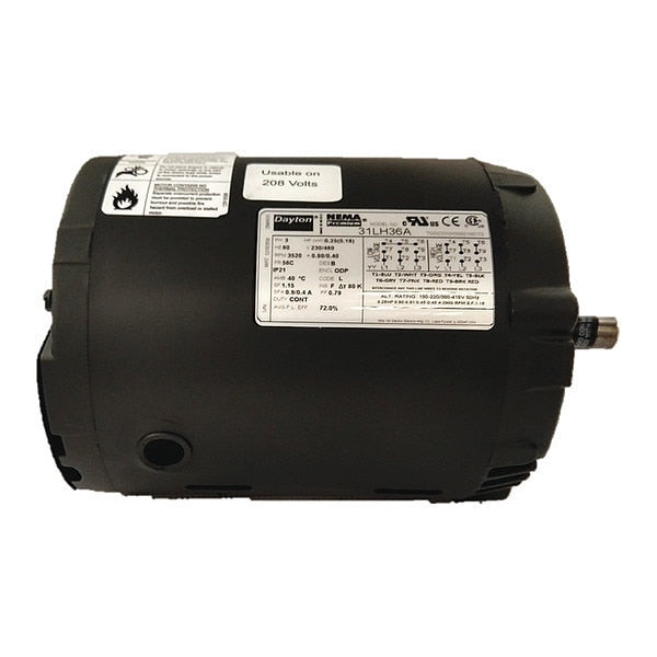 3-Phase General Purpose Motor, 1/4 HP, 56C Frame, 230/460V AC Voltage, 3,520 Nameplate RPM