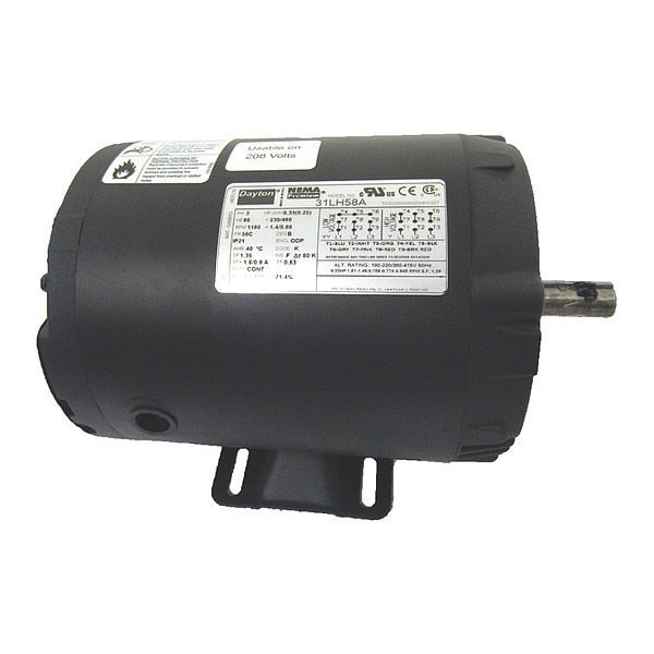 3-Phase General Purpose Motor, 1/3 HP, 56C Frame, 230/460V AC Voltage, 1,140 Nameplate RPM