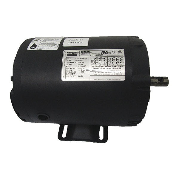 3-Phase General Purpose Motor, 1/2 HP, 56C Frame, 230/460V AC Voltage, 1,765 Nameplate RPM