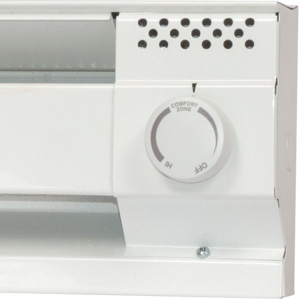 Electric Baseboard Heater Thermostat, 2 Poles, White, Powder Coated White Paint, 120/208/240V