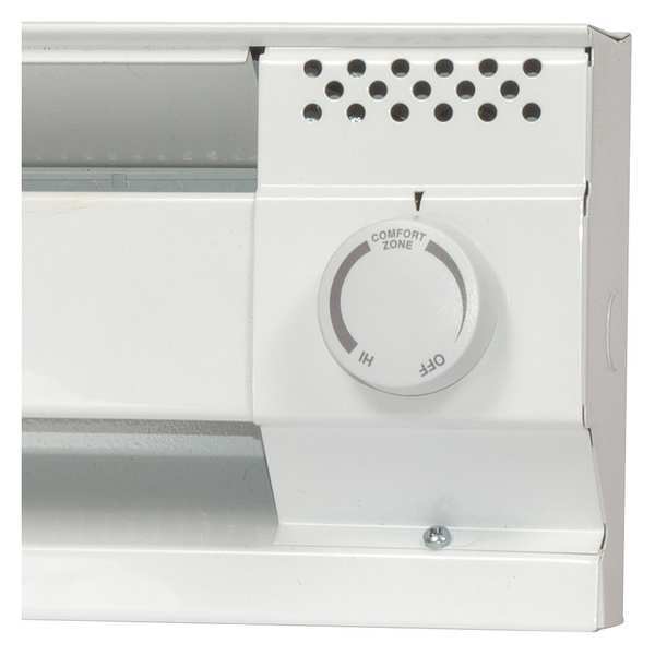 Electric Baseboard Heater Thermostat, 2 Poles, White, Powder Coated White Paint, 120/208/240V