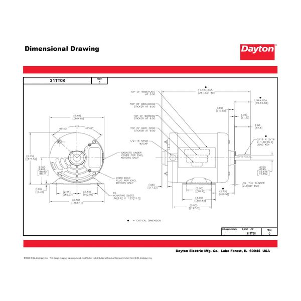 3-Phase General Purpose Motor, 1/2 HP, 56 Frame, 230/460V AC Voltage, 1,725 Nameplate RPM