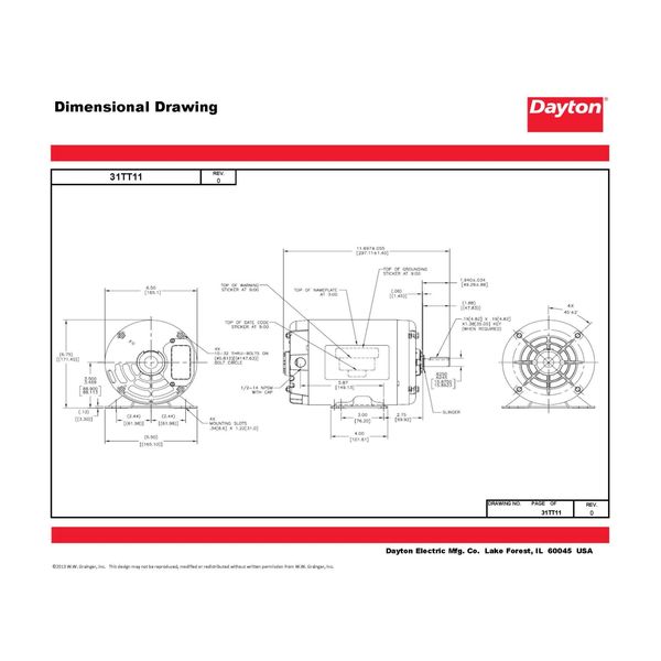 3-Phase General Purpose Motor, 1/2 HP, 56 Frame, 230/460V AC Voltage, 1,140 Nameplate RPM