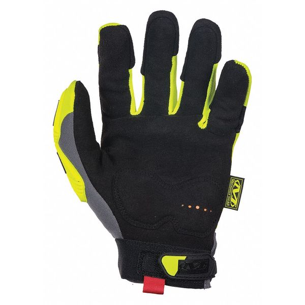 Hi-Vis Cut Resistant Impact Gloves, A5 Cut Level, Uncoated, 2XL, 1 PR