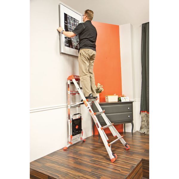 Adjustable Stepladder, Aluminum, 300 lb Load Capacity
