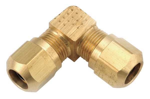 Union Elbow, Compression, Brass, 3/8In Tube