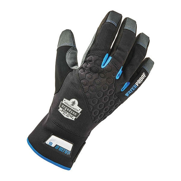 Utlty Gloves, Thrml Wtrprf, Blk, L, PR, Black, Reinforced
