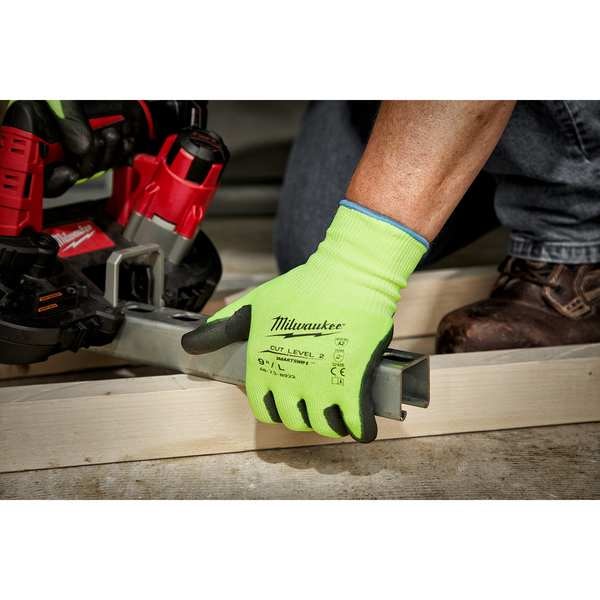 12 Pair High Visibility Cut Level 2 Polyurethane Dipped Gloves - XXL