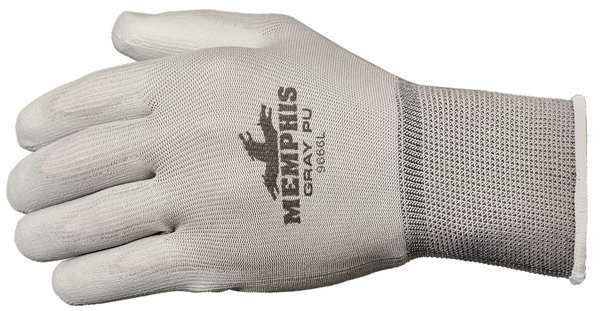 Polyurethane Coated Gloves, Palm Coverage, Gray, XL, PR