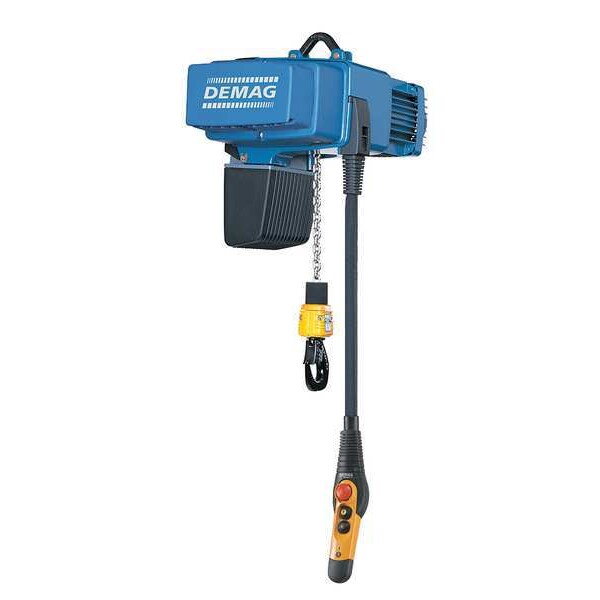 Electric Chain Hoist, 500 lb, 16 ft, Hook Mounted - No Trolley, Blue
