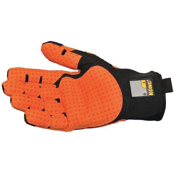 Mechanics Gloves, S, Orange/Black, Ribbed Nylon