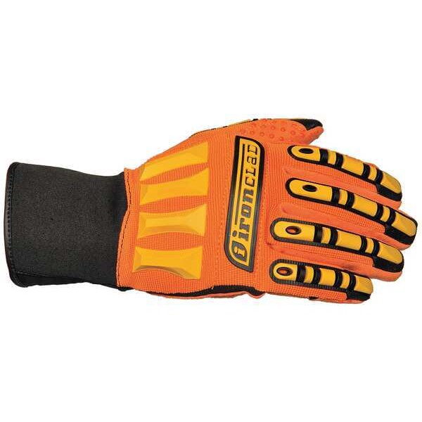 Mechanics Gloves, S, Orange/Black, Ribbed Nylon