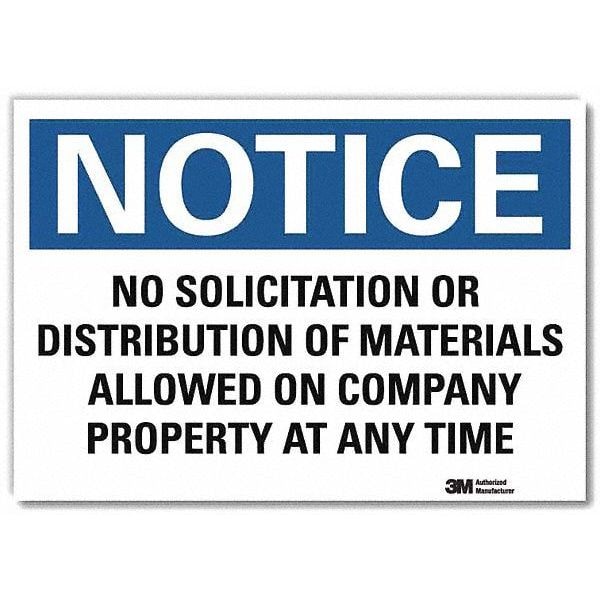 Notice Sign, 5 in H, 7 in W, Reflective Sheeting, Horizontal Rectangle, English, U5-1412-RD_7X5